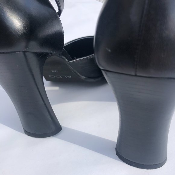 Aldo Black Suede Square-Toe Ankle Strap Heels - Picture 10 of 10